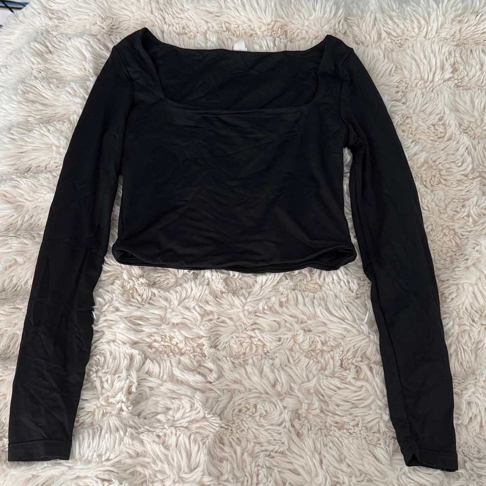 XS 90 Degree By Reflex Black Square Neck Crop Top